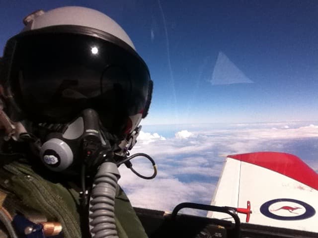 View from a military aircraft cockpit in flight
